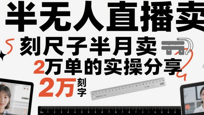 半无人直播卖刻字尺子半月卖2万单的实操分享