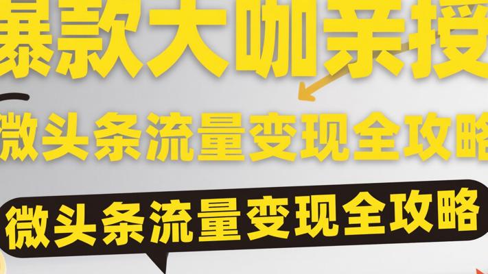 爆款大咖亲授！微头条流量变现全攻略