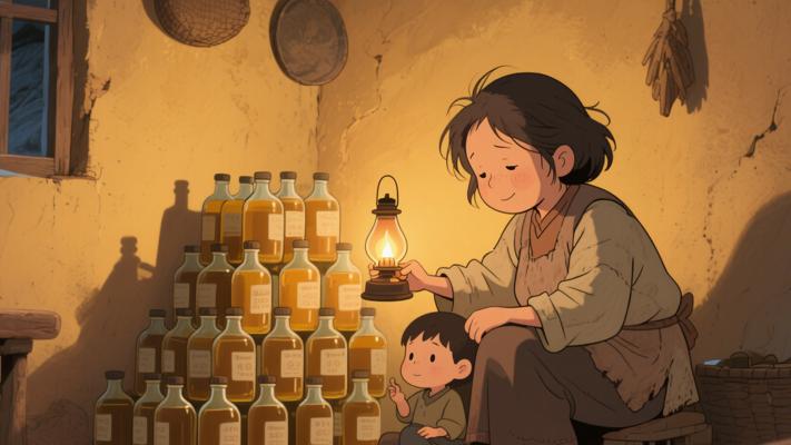 山村母亲攒六十四瓶半灯油里的爱子深情