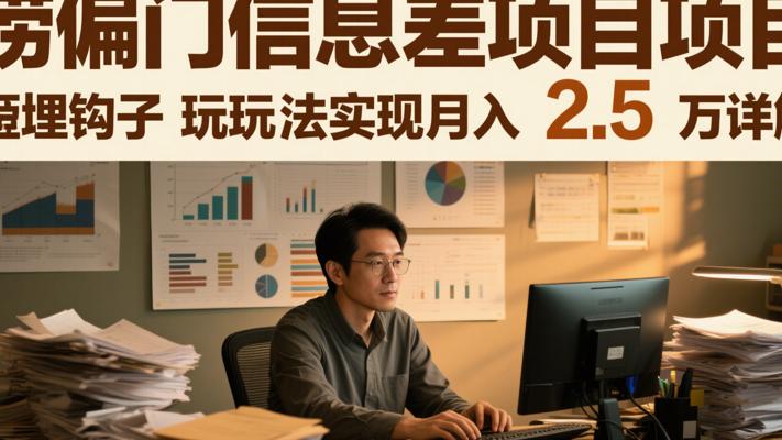 捞偏门信息差项目埋钩子玩法实现月入2.5万详解