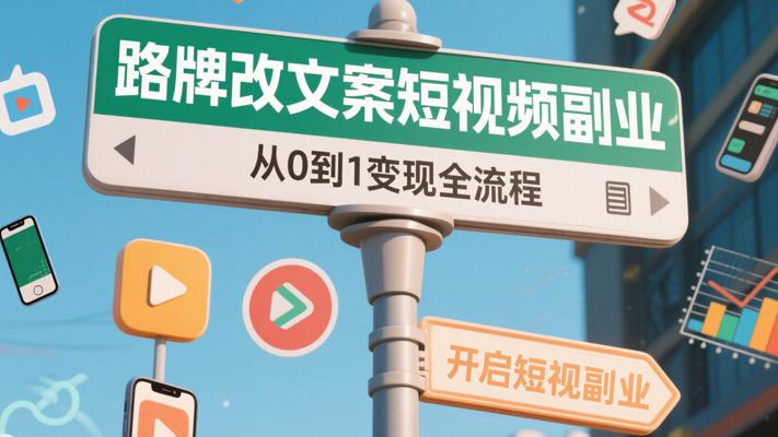 路牌改文案短视频副业从0到1变现全流程