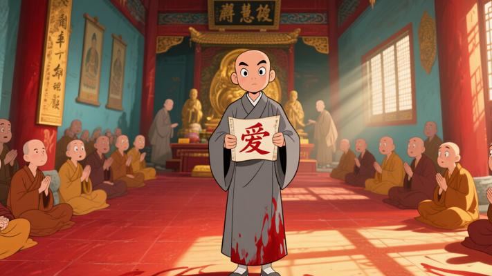 哑僧慧敏以血书与爱字胜出当选主事的故事