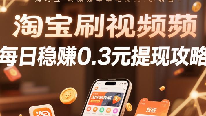 淘宝刷视频薅羊毛小项目每日稳赚0.3元提现攻略