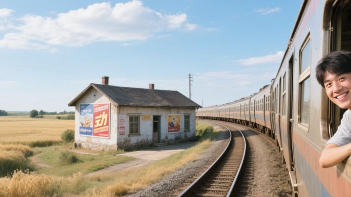 乘火车青年购拐弯处平房获广告收益故事