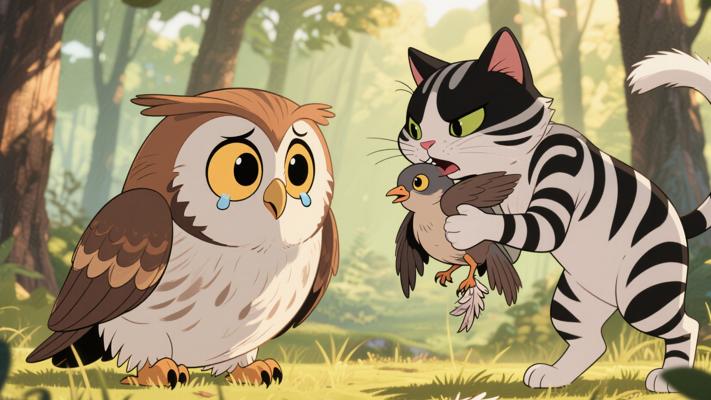 猫头鹰托付幼鸟遇猫捕食因偏爱误判美丑酿悲剧