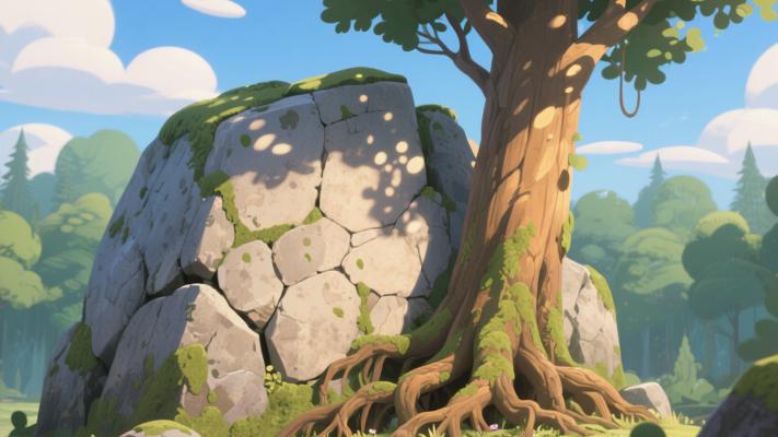 岩石与大树历经岁月变迁的生存故事