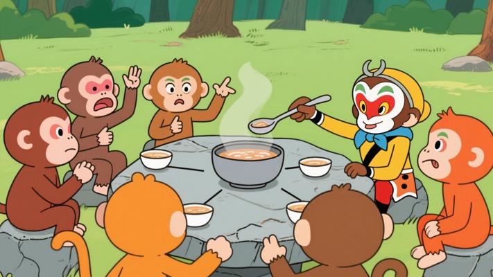 猴群分粥历经波折终得公平方法的故事