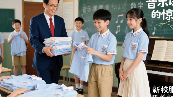 音乐课上数学老师发放夏季校服及新校服细节变化