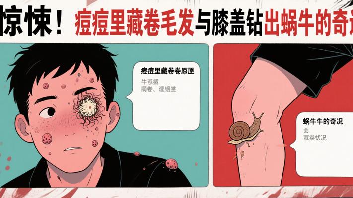 惊悚！痘痘里藏卷毛发与膝盖钻出蜗牛的奇遇故事