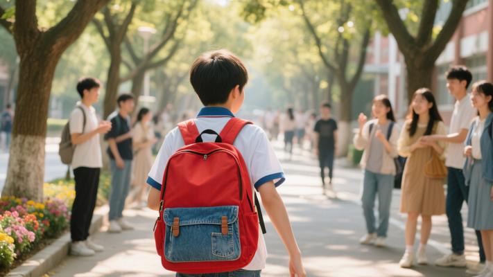 红色书包的温暖旅程：从牛仔包到新宠的校园瞩目记