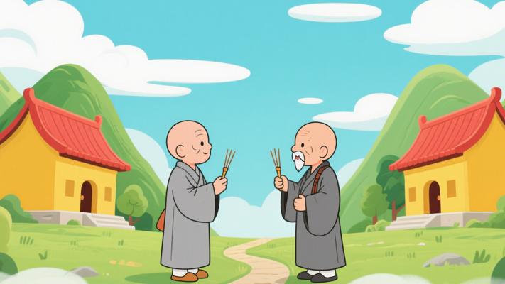 相邻山头两庙宇老和尚论签道佛理