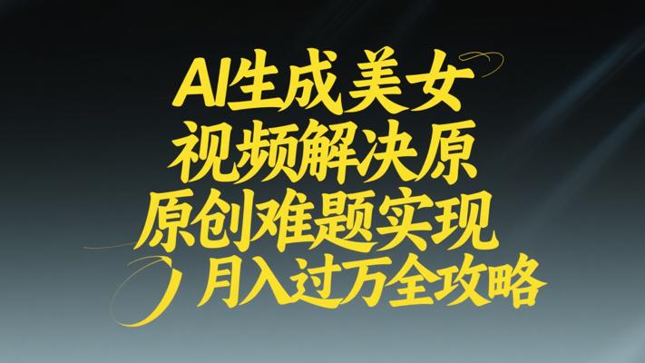 AI生成美女视频解决原创难题实现月入过万全攻略