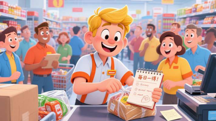 超市打包员约翰尼用每日一得纸条改变工作的故事