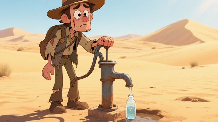 沙漠旅人遇抽水机抉择终悟付出方得故事