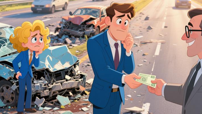 辛尼加遇连环车祸后巧换策略成功收款