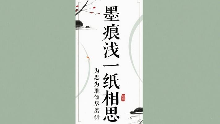 墨痕浅一纸相思为谁倾尽磨研