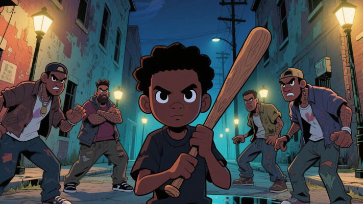 孟菲斯街头黑孩子紧握木棒勇斗流氓赢尊严