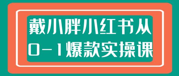 戴小胖小红书从0-1爆款实操课【】