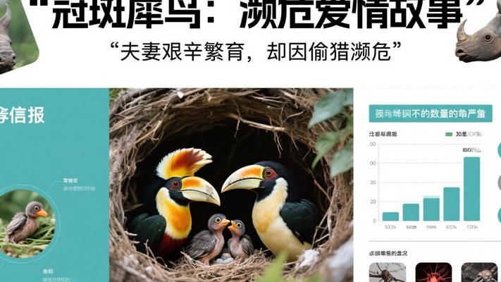 冠斑犀鸟夫妻艰辛繁育后代因偷猎濒危的爱情故事