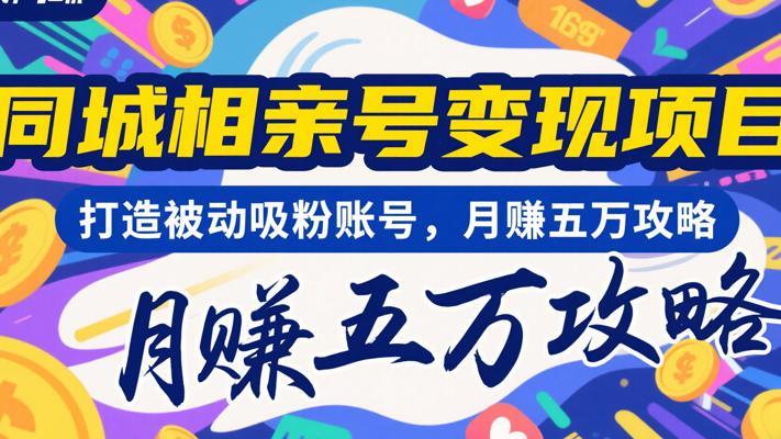 同城相亲号变现项目打造被动吸粉账号月赚五万攻略