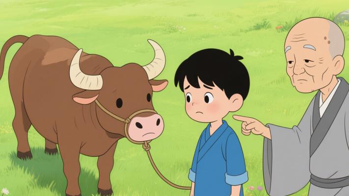 少年观牛悟烦恼老禅者点破皆因绳未断