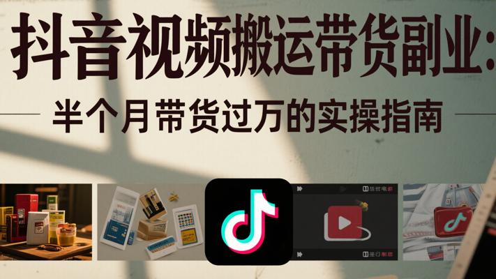 抖音视频搬运带货副业：半个月带货过万的实操指南