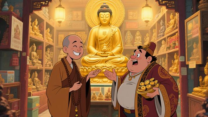 方丈设巧计度化贪心老板以500元请回释迦牟尼像