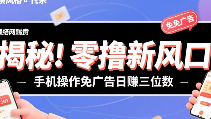 揭秘！零撸新风口手机操作免广告日赚三位数