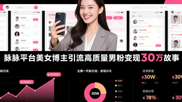 脉脉平台美女博主引流高质量男粉变现30万故事