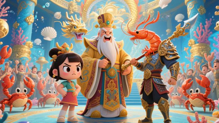 东海龙王为暴躁小女选婿寻得虾婿的故事