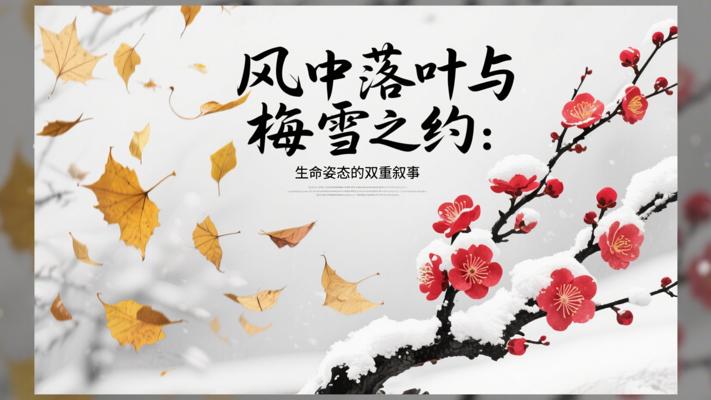 风中落叶与梅雪之约：生命姿态的双重叙事