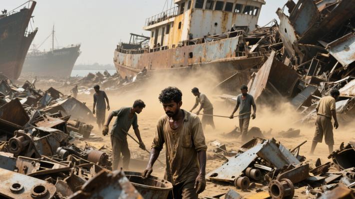 孟加拉拆船工钢铁废墟中的血色生存产业链实录