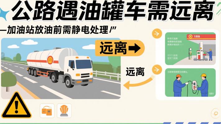 公路遇油罐车需远离及加油站放油前需静电处理科普