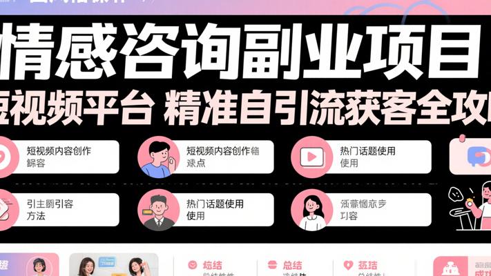 情感咨询副业项目：短视频平台精准引流获客全攻略