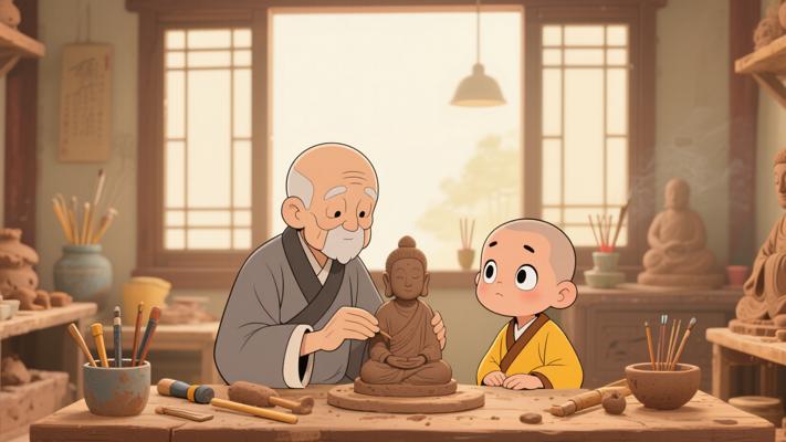 老和尚塑泥点迷津小徒弟顿悟生命本真