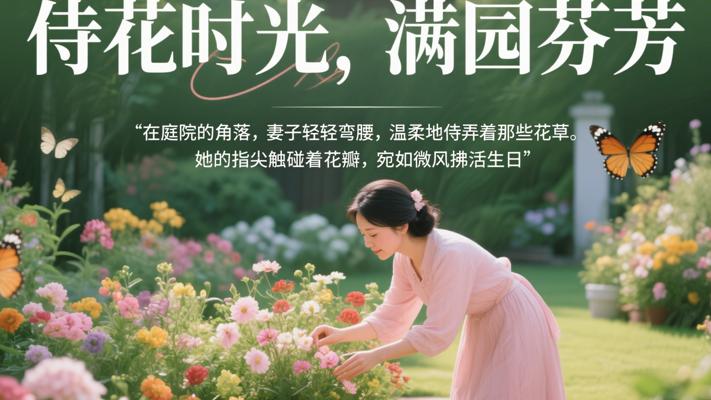 妻子侍弄花草的温馨时光与满园芬芳