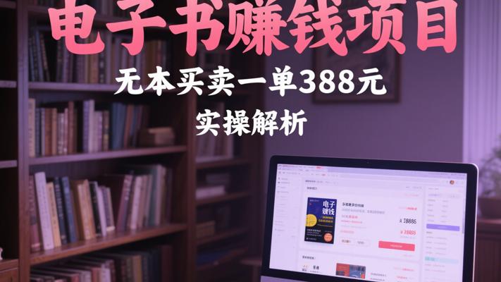 电子书赚钱项目无本买卖一单388元实操解析