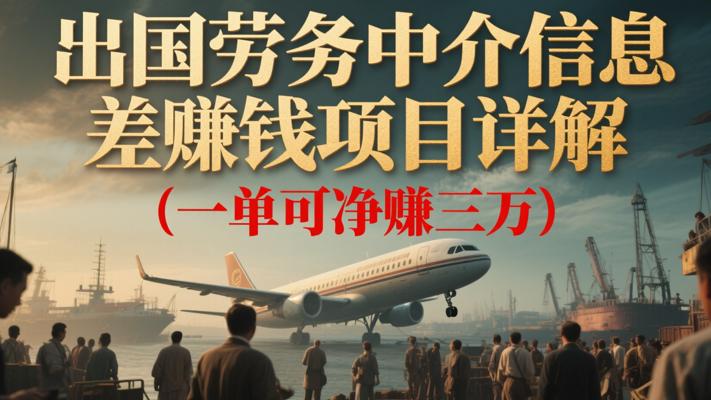 出国劳务中介信息差赚钱项目详解一单可净赚三万