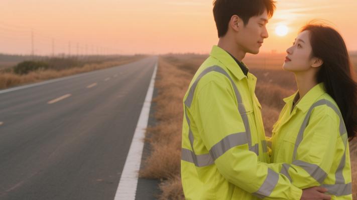 国道边夫妻的荧光衣里藏着深沉的爱