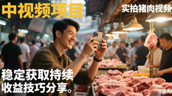 中视频项目实拍猪肉视频稳定获取持续收益技巧分享