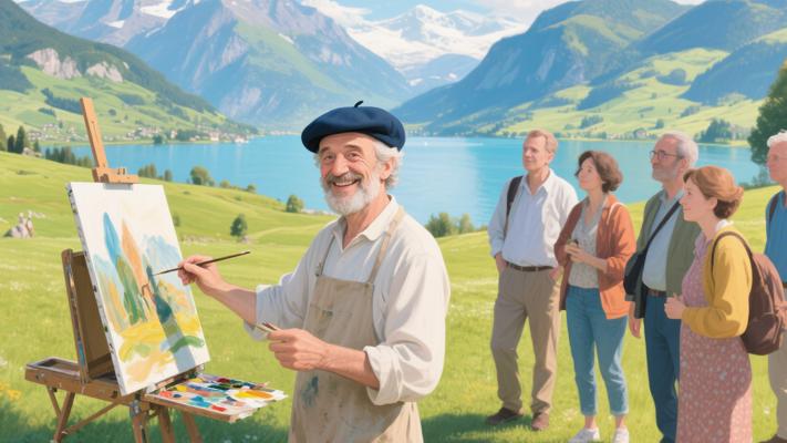 法国名画家贝罗尼瑞士度假遇游客展现谦逊故事