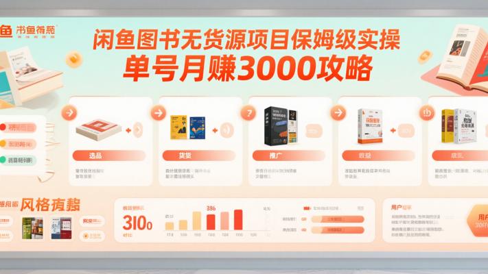 闲鱼图书无货源项目保姆级实操 单号月赚3000攻略