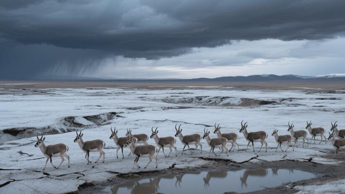 可可西里冻土消融下藏羚羊迁徙的生态危机