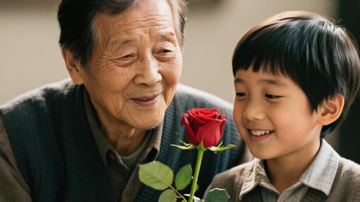 一朵玫瑰花里的祖孙深情记忆