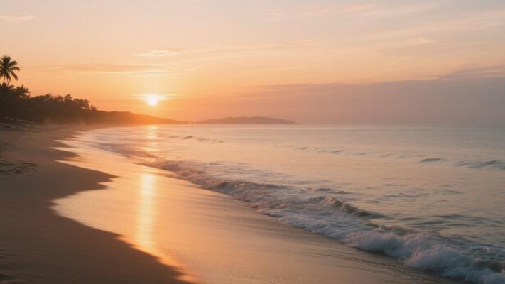 日落时分海滩景观电影感素材镜头文案