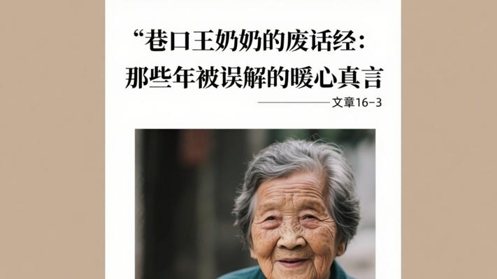 巷口王奶奶的废话经：那些年被误解的暖心真言