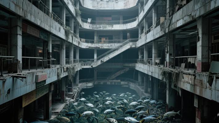 探秘曼谷废弃商场：外表似鬼城底部鱼成群