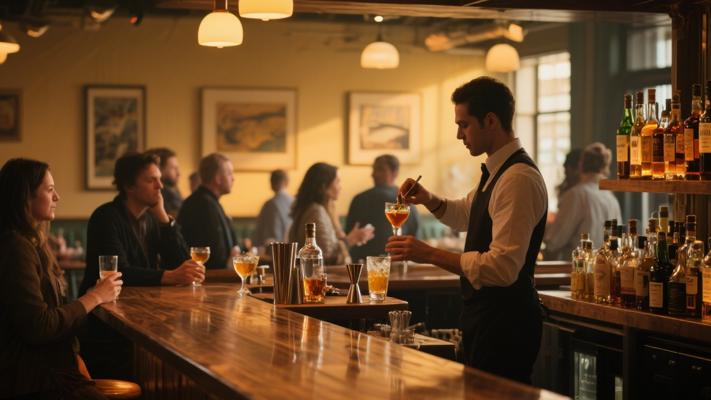 繁忙且优雅的酒吧场景高清素材镜头