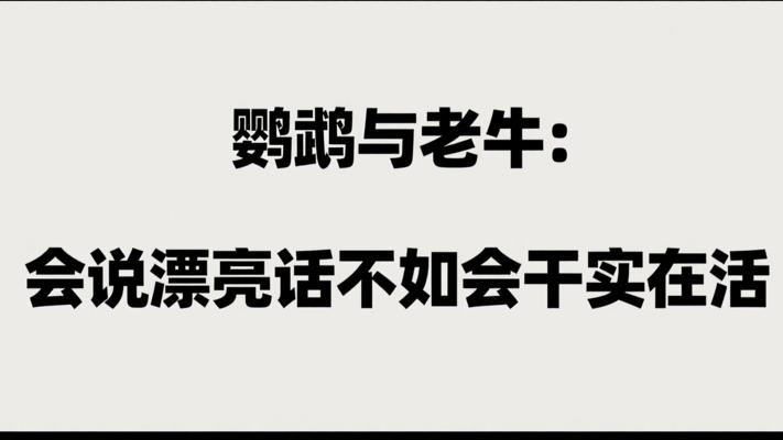 鹦鹉与老牛：会说漂亮话不如会干实在活