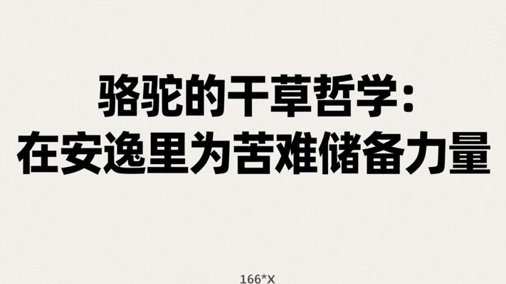 骆驼的干草哲学：在安逸里为苦难储备力量